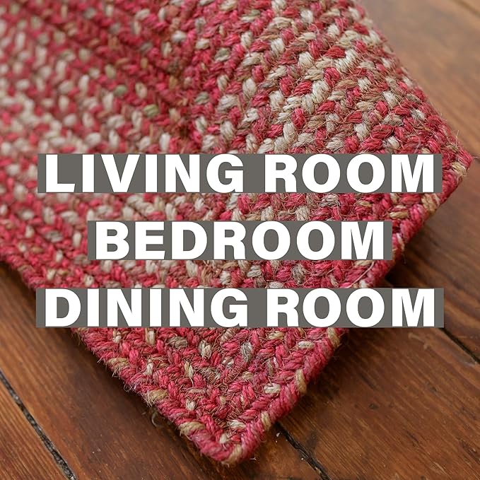 Homespice Apple Pie Jute Red 8x10' Braided Oval Area Rugs for Living Room, Bedroom and Dining Room. Pet Friendly. Decor Styles- Farmhouse Rug, Rustic, Vintage, Primitive, Country, Boho Rug