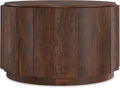 SIMPLIHOME Trenton Coffee Table - 32 inch Wide Solid Mango Wood Round Living Room Table in Walnut Brown, Contemporary Sculpted Drum Center Table for Family Room with Scalloped Edge, Assembled
