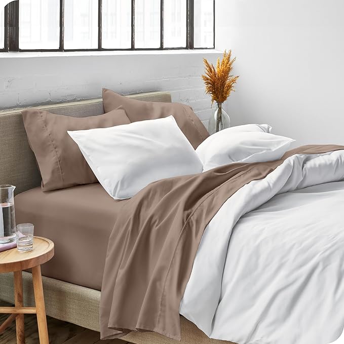 Bare Home California King Sheet Set - 1800 Ultra-Soft Microfiber Cal King Bed Sheets - Double Brushed - Deep Pockets - Easy Fit - 4 Piece Set - Bed Sheets (California King, Taupe)