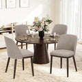 COLAMY Upholstered Dining Chairs Set of 4, Modern Kitchen Chairs with Back, Fabric Side Dining Room Chairs with Wood Legs for Kitchen Dining Room Restaurant, Camel