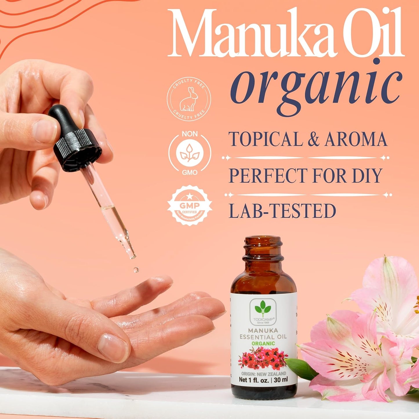 100% Pure Manuka Oil from New Zealand | Therapeutic-Grade Essential Oil for Wound Care, Skin Soothing, Nail & Scalp Health | Organic, Undiluted, Cold-Pressed Manuka for Face, Hair & Body