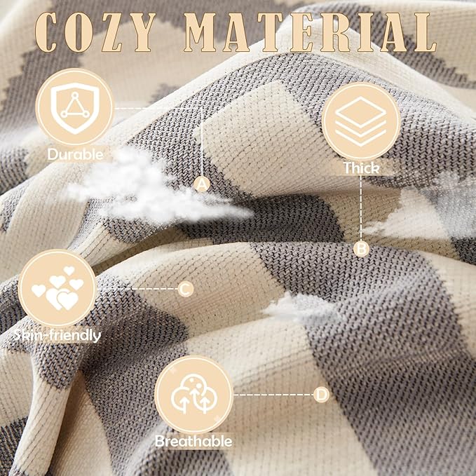 HANDONTIME Grey Armchair Sofa Cushion Covers Boho Sofa Covers Dog Couch Cover for Sofa Recliner Chenille Couch Sofa Slipcover for Pets Sofa Cover Thick Washable Slip Covers for Sofas/Couches, 71" X71"