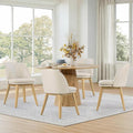 Wooden Dining Chairs Set of 4, Faux Leather Upholstered Modern Dining Room Chairs with Double-Layer Thick Seat Cushion & Ergonomic Backrest for Restaurant, Kitchen and Café, Beige, 2 Boxs
