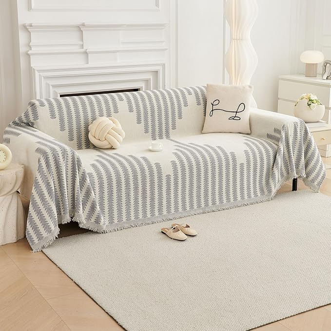 HAOMAIJIA Boho Sofa Covers Couch Covers for 3 Cushion Couch Sofa Pet Friendly Soft Thick Couch Cover for Dogs Washable Sectional Couch Covers L Shape Furniture Protector (Grey, 71"x150")