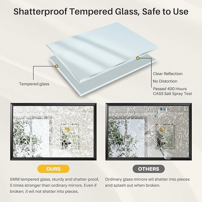 72x32 Inch Black Bathroom Mirror for Wall, Thick Metal Framed Rectangle Mirrors for Over Sink, Bedroom, Living Room, Entryway, Anti-Rust, HD Tempered Glass