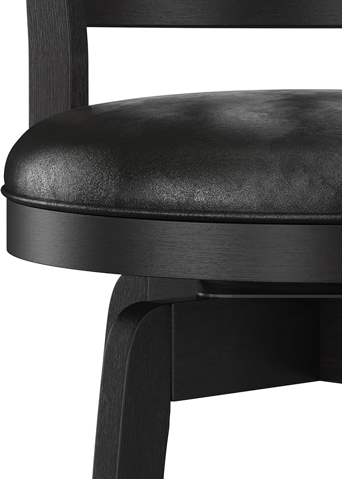 Hillsdale Presque Isle Wood Swivel Stool with Faux Leather Seat, Bar Height, Black