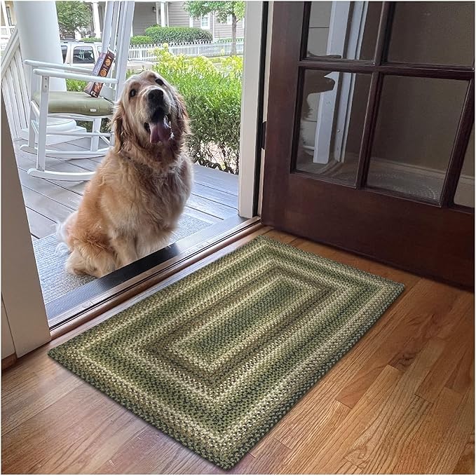 Homespice Pinecone Jute Braided Rug 20x30 – Country Style Braided Kitchen Rugs for Country Decor
