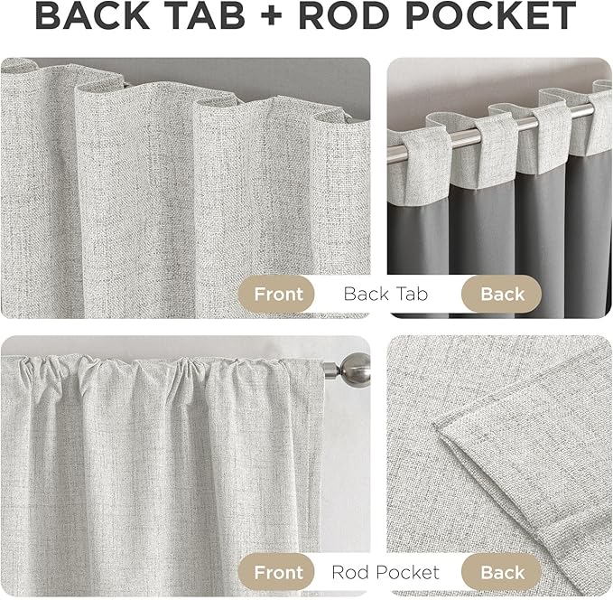 Joydeco Blackout Curtains for Bedroom - 100% Light Blocking 2 Panels Set White Drapes 66" W x 84" L, Thermal Insulated Room Darkening Curtains, Linen Textured for Living Room, Rod Pocket & Back Tabs
