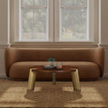 NTC 40 Inch Tribase Boho Wooden Round Coffee Table for Living & Dining Rooms – Waterproof & Heat Resistant, Dark Walnut