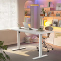 HUANUO 63 x 28 inch Electric Standing Desk Adjustable Height, 4 Memory Height Settings, Sit Stand Up Desk for Home Office & Computer Workstation, White