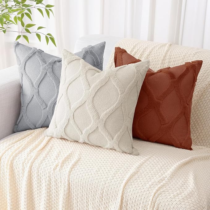 decorUhome Throw Pillow Covers 12x20 Inch Set of 2, Soft Plush Faux Fur Wool Lumbar Grey Couch Pillow Covers, Decorative Neutral Pillow Cases for Bed Sofa Living Room Home Decor