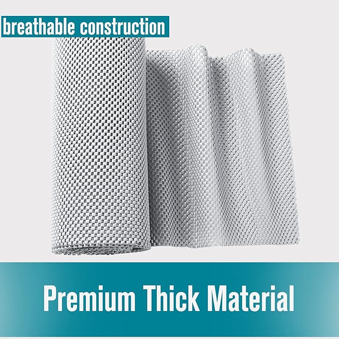 Shelf and Drawer Liner, Non-Adhesive Non Slip and Grip Durable Clean Pad Full Size 17.7 Inches x 20 Feet for Drawers, Shelves, Cabinets, Storage, Kitchen, Desks, Kitchenware, Tableware, Beige