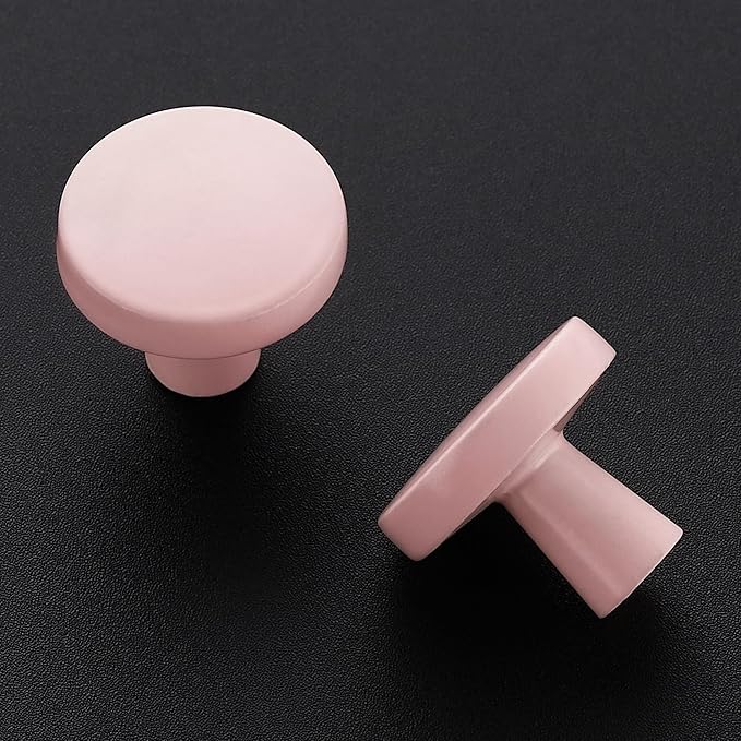 Ravinte 10 Pack Drawer Pulls 1-1/4 Inch Pink Kitchen Cabinet Knobs Solid Round Dresser Handles for Simple Cupboard Hardware