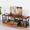 TV Stand with Drawers and Open Storage Shelves for 65 60 55 Inch TV, Entertainment Center with Open Storage Shelves, Industrial Media TV Console Table for Living Room Bedroom Office, Rustic Brown