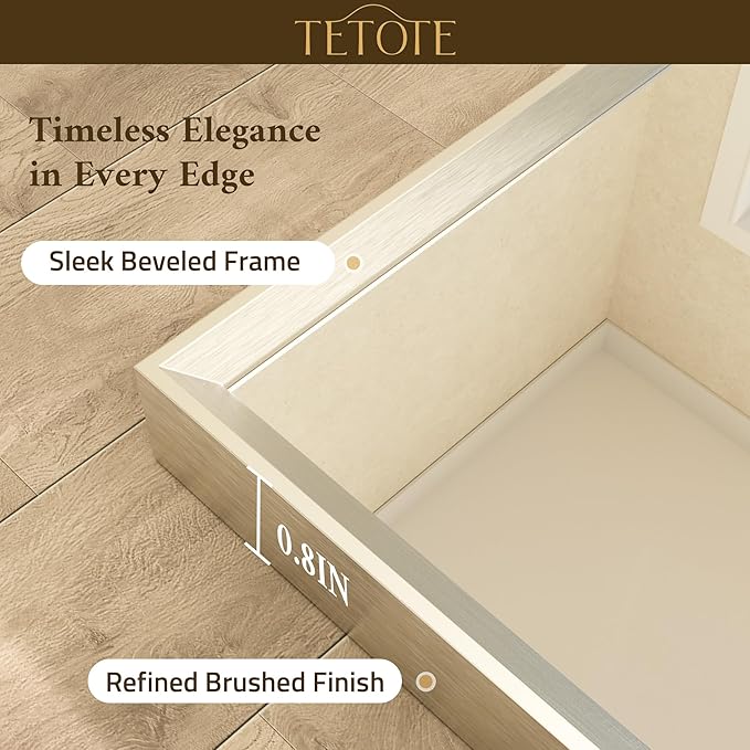 TETOTE Brushed Nickel Mirror 20" x 30" Rectangle Beveled Frame Bathroom Vanity Mirror for Over Sink Brushed Nickel, Tempered Glass, Stronger Frame, Modern Farmhouse Bedroom, Entryway