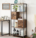 VECELO 5-Tier Bookshelf,Bookcase with 2 Storage Drawers and 1 Cabinet, Wood Shelves with Metal Frame,Open Book Shelves Standing Shelf Unit for Living Room, Bedroom,Office,Kichen