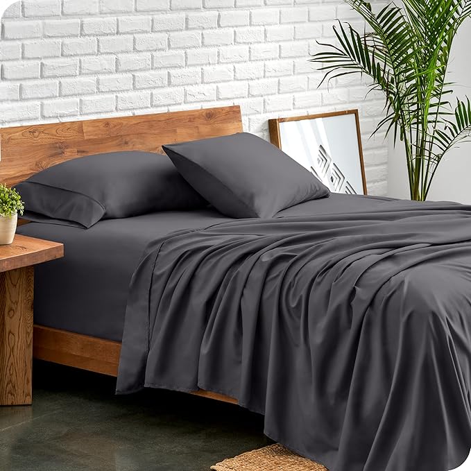 Bare Home Twin XL Sheet Set - College Dorm Size - Luxury 1800 Ultra-Soft Microfiber Twin Extra Long Bed Sheets - Deep Pockets - Easy Fit - Extra Soft - 3 Piece Set (Twin XL, Forged Iron Grey)