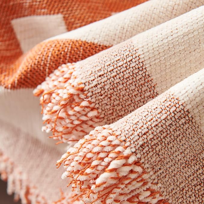 STACYPIK Thick Warm Orange Sofa Cover Armchair Slipcovers Boho Geometric Couch Cover for Sectional Sofa Caramel Loveseat Cover Anti-Slip Chenille Couch Protector for 2 Cushion Couch Home Decor-71X90IN