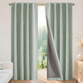 Joydeco 100% Blackout Curtains for Bedroom - Natural Linen Curtains 42" W x 63" L Long, Thermal Insulated 2 Panels Light Blocking Drapes, Rod Pocket & Back Tabs, Darkening Privacy for Living Room