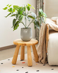 100% Solid Wood Mushroom Step Stool, Small Wooden Stool for Kids & Adults, Plant Stand & Side Table, Compact & Sturdy Footstool for Bathroom, Bedroom, Living Room, Natural (1PC)