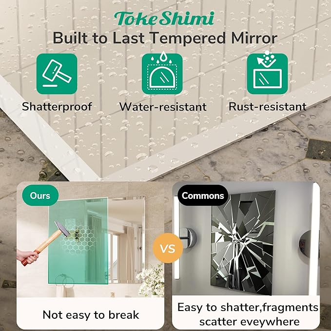 TokeShimi 48x30 Frameless Bathroom Mirror Rectangle, Tempered Beveled Mirror for Bathroom Vanity with 1" Beveled Edge, Shatterproof Modern Wall Mirrored for Living Room, Entryway, Restroom