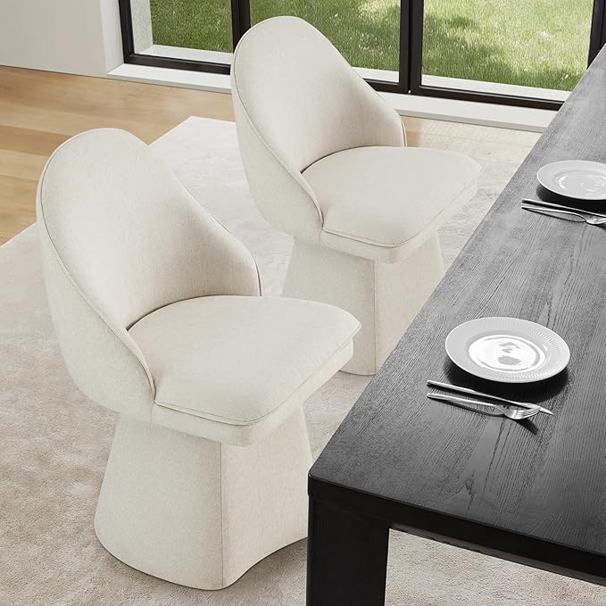 Swivel Dining Chairs Modern Desk Chair Upholstered Linen Fabric Side Chair for Kitchen Dining Room Bedroom,Linen,1 Box