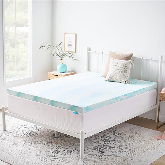 Linenspa 3 Inch Gel Swirl Memory Foam Mattress Topper – Cooling Gel Infused – Pressure Relieving Bed Topper - Mattress Pad – CertiPUR Certified - California King Size