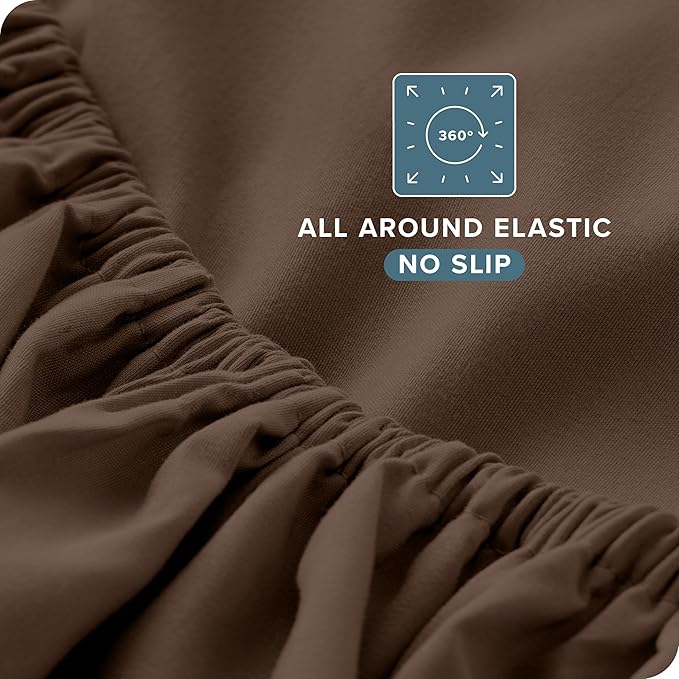 Bare Home Split Head Flex King Sheet Set - 1800 Ultra-Soft Microfiber Bed Sheets - Double Brushed - Deep Pockets - Easy Fit - 4 Piece Set - FlexTop King Bedding (Split Head Flex King, Cocoa)