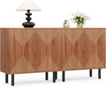 LITTLE TREE 59 Inches Long Sideboard Buffet Cabinet, Vintage Storage Cabinet with 4 Doors, Large Coffee Bar Cabinets for Kitchen, Cupboard Console Cabinets, Old Rose Color