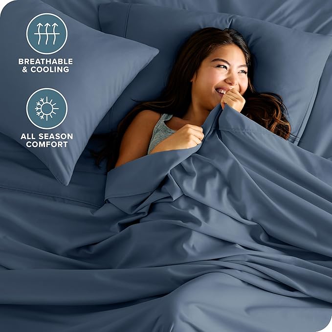 Bare Home Twin XL Sheet Set - College Dorm Size - Luxury 1800 Ultra-Soft Microfiber Twin Extra Long Bed Sheets - Deep Pockets - Easy Fit - Extra Soft - 3 Piece Set - Bed Sheets (Twin XL, Bering Sea)