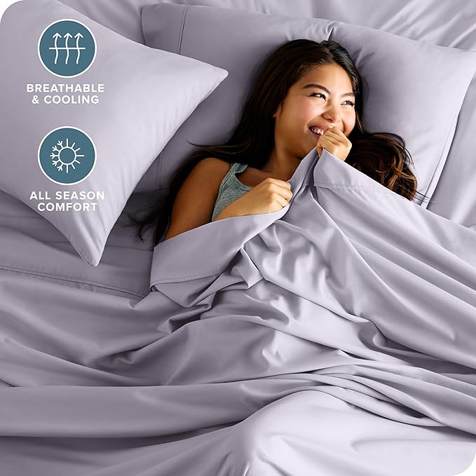 Bare Home Full Sheet Set - 1800 Ultra-Soft Microfiber Full Bed Sheets - Double Brushed - Deep Pockets - Easy Fit - 4 Piece Set - Bed Sheets (Full, Light Lavender)