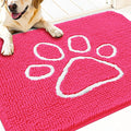 OLANLY Door Mat for Muddy Dog Paws 30x20, Ultra Absorbent Chenille Mud Doormat with Paw Print Design, Non-Slip Washable Doormat for Indoor Entryway, Quick-Dry Pet Bed Mats for Dirty Dogs, Hot Pink