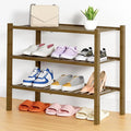 Smiry Shoe Rack, 3 Tier Thick Bamboo Shoe Organizer, Stackable Free Standing Wooden Shoe Storage Shelf for Closet, Entryway, Front Door Entrance, Walnut