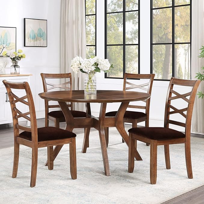 Smiry Velvet Seat Covers for Dining Room Chair Set of 4, Stretch Fit Removable Washable Chair Seat Cushion Protector Slipcovers with Ties, Coffee