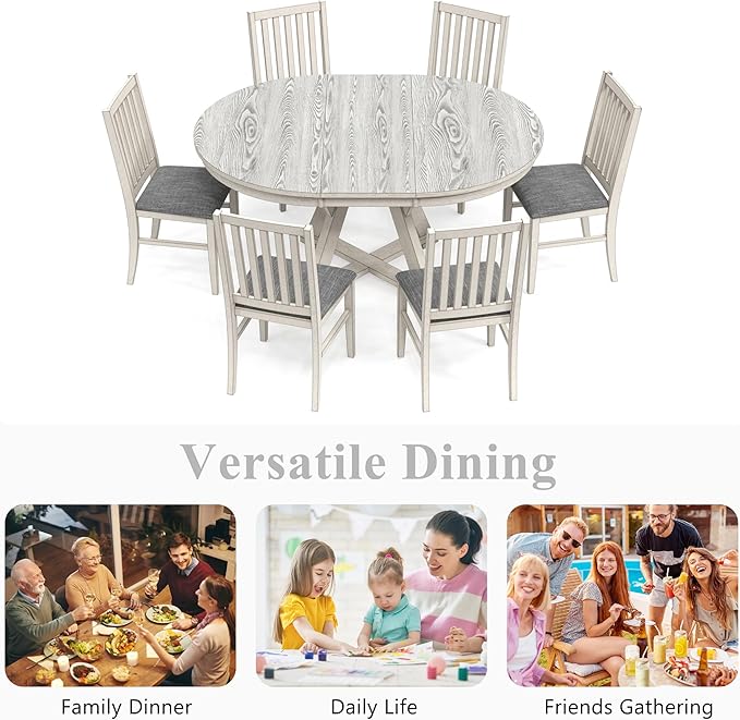 Solid Wood Dining Table, Part of Dining Table Set, Mix and Match Table & Chair Sold Separately for Dining Room, Kitchen, Grey