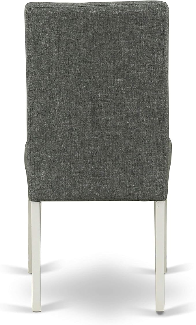 East West Furniture AMDR3-LWH-07 3 Piece Dining Table Set for Small Spaces Contains a Round Kitchen Table with Pedestal and 2 Gray Linen Fabric Upholstered Chairs, 36x36 Inch, Linen White