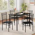 Vipbear Kitchen Dining Table Set for 4, 5-Piece Kitchen Table Set,Dining Room Table Sets,Rectangular Kitchen Table Set with 4 Chairs for Small Space, Dinette,Apartment,Rustic Black