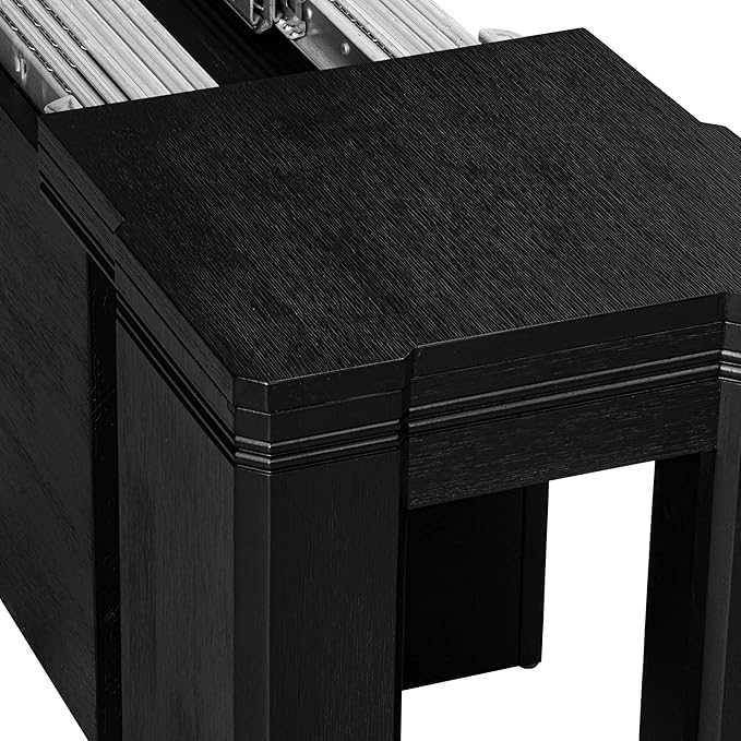 X02FO-2C6-24 - 5-piece Modern Dining Table Set a Rectangular Kitchen Table and 2 wooden Benches and 2 Black Linen Fabric Dining Chair, 39x120 Inch, Wire Brushed Black