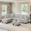 NicBex Sectional Couch 3 Pieces Sofa Set with Right Chaise Flannel L Shaped Cloud Couch for Living Room Furniture Sets with Storage Ottoman, Modular Sofa for Living Room & Apartment, Off-White