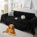 HAOMAIJIA Faux Fur Sofa Covers Couch Covers for 3 Cushion Couch Sofa Pet Friendly Soft Non Slip Couch Cover for Dogs Washable Sectional Couch Covers L Shape Furniture Protector (Black, 71"x150")