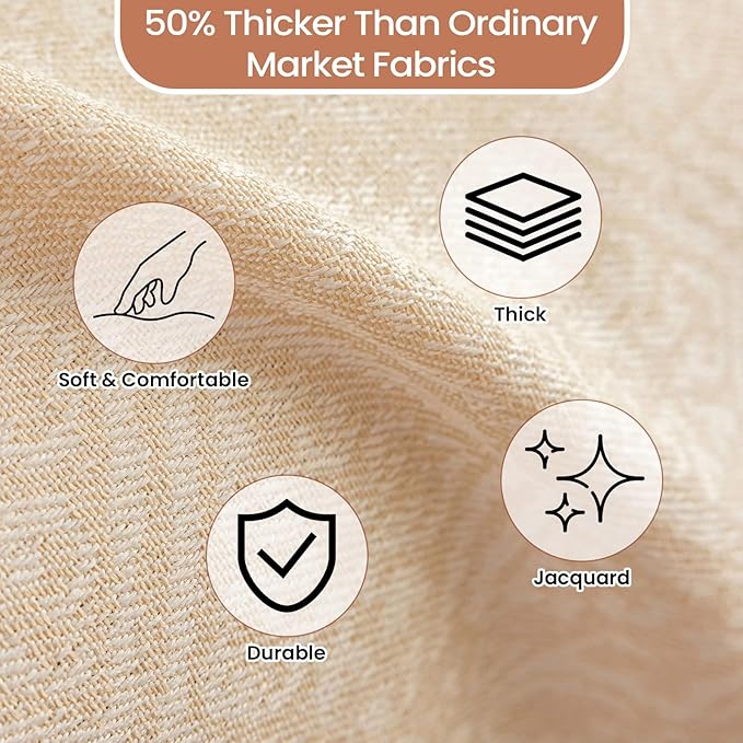 STACYPIK Thick Beige Jacquard Floral Couch Cover for Dogs, Washable Boho Couch Covers, Non Slip Couch Sofa Cover, Couch Cover 3 Cushion Sofa with Tassels, Furniture Protector for Living Room-71X134IN
