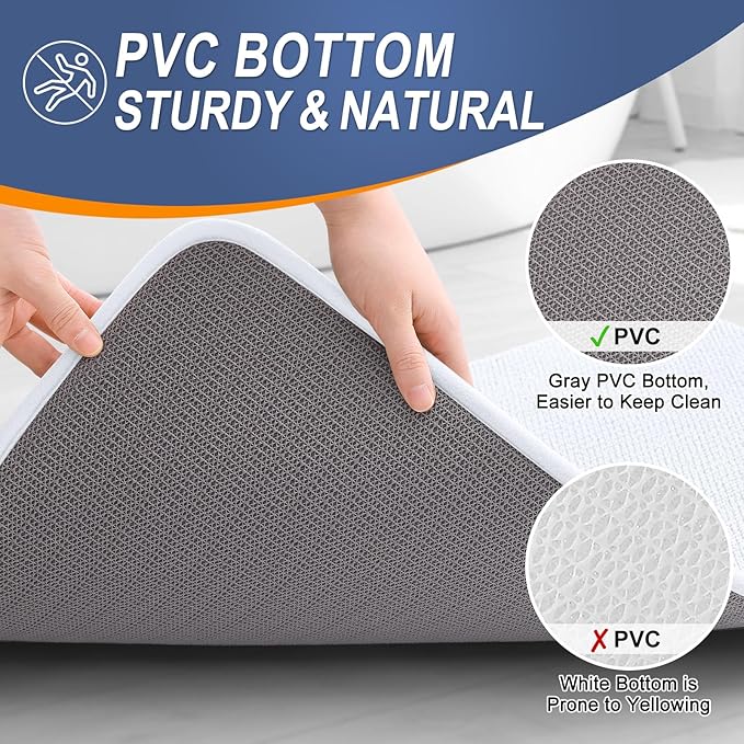 OLANLY Thick Memory Foam Bath Mat Rug 36x24, Extra Soft Absorbent Bathroom Rug, Quick Dry Bath Mats, Non-Slip, Machine Washable Carpet for Bathroom, Tub and Shower, Home Decor Accessories, White