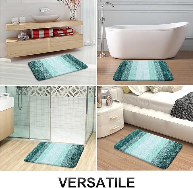 OLANLY Bathroom Runner Rugs 59x24, Extra Soft Absorbent Microfiber Bath Rugs, Rubber Backing, Quick Dry, Washable Bath Mats for Bathroom Floor, Tub and Shower, Home Decor Accessories, Blackish Green