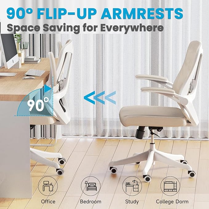 Ergonomic Office Chair - Comfy Desk Chairs with Wheels & Arms, 400LB Heavy Duty Mesh Computer Chair with Comfortable Lumbar Back Support for Home, Office, Study, Bedroom, College Dorm