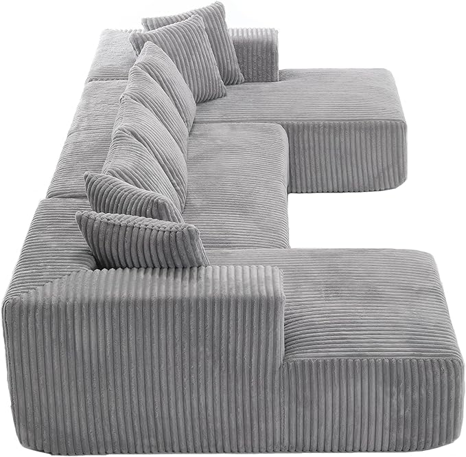 Free Combination Cloud Boneless Modular Sectional Sofa with Chaise Lounge,Modern Minimalist Upholstered Couches, Oversized U Shaped Lounge Sofa Couch w/ 8 Pillows