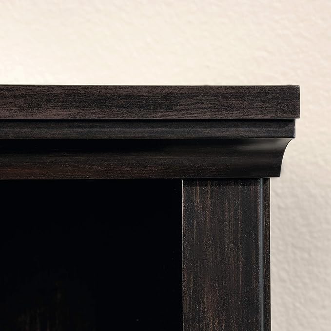 Sauder 3 Tier Book Shelf Wooden Bookcase Multipurpose Bookshelf for Home Office, Living Room, in Estate Black