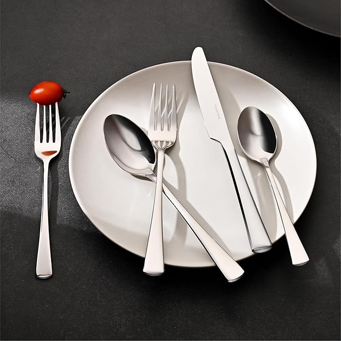 KINGSTONE Silverware Set, 30-Piece Flatware Set for 6, 18/10 Stainless Steel Cutlery Set, Mirror Polished Eating Utensils Set, Dishwasher Safe