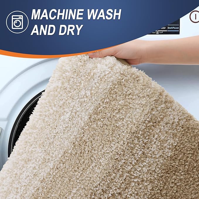 OLANLY Bathroom Rugs Mat 36x24, Extra Soft Absorbent Microfiber Bath Rugs, Rubber Backing, Quick Dry, Machine Washable Bath Mats for Bathroom Floor, Tub and Shower, Home Decor Accessories, Tan