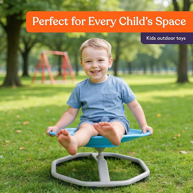 Special Supplies Spinning Chair for Kids- Versatile Kids Sit and Spin Sensory Chair for Training Body Coordination - Sensory Swivel Chair for Playroom, Bedroom, or Nursery (Blue)
