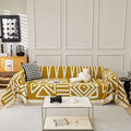 STACYPIK Mustard Yellow Boho Sofa Cover Couch Cover Reversible Jacquard Furniture Protector for 3 Cushion Couch L Shaped Sofa Slipcover Non-Silp Sofa Cushion Covers for Sectional with Tassels-91X134IN